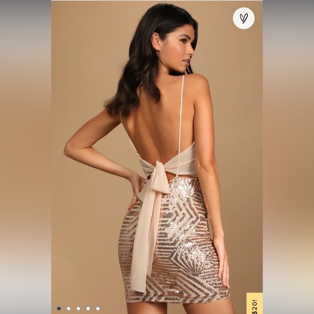 Lulu’s Rose Gold Sequin Mini dress size Medium